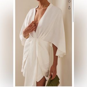 Significant Other Lola linen blend mini wrap dress